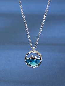 1入組925純銀女性時尚豪華鯨魚吊墜項鍊帶合適的適用於日常穿著,禮物,結婚紀念日,派對和其他場合