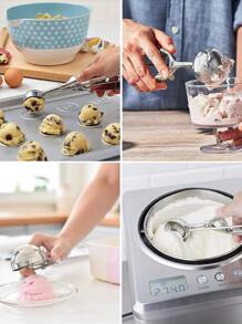 1pc Ice Cream Scoop & Fruit Spoon,Ice Cube,Party,Travel,Wedding,Birthday,Graduation,Bachelorette Party,Bachelorette,Kitchen,Kitchen Items,Storage,Decor,Outdoor. - Silver - View 2