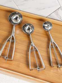 1pc Ice Cream Scoop & Fruit Spoon,Ice Cube,Party,Travel,Wedding,Birthday,Graduation,Bachelorette Party,Bachelorette,Kitchen,Kitchen Items,Storage,Decor,Outdoor. - Silver - View 9