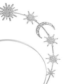 歐美風格太陽女神雙層發箍,上面點綴有星星、新月、水晶和巴洛克元素,是髮飾配件之一