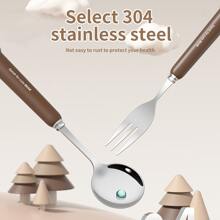 1件套卡通熊形不銹鋼勺叉套裝,可愛熊造型便攜餐具套裝合適的適用於家庭,學校,辦公室,和旅行