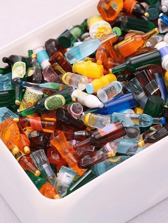 20 件 3D 树脂饮料瓶和酒瓶 DIY 配件，颜色和款式随机，适用于夜灯 DIY、手机壳 DIY