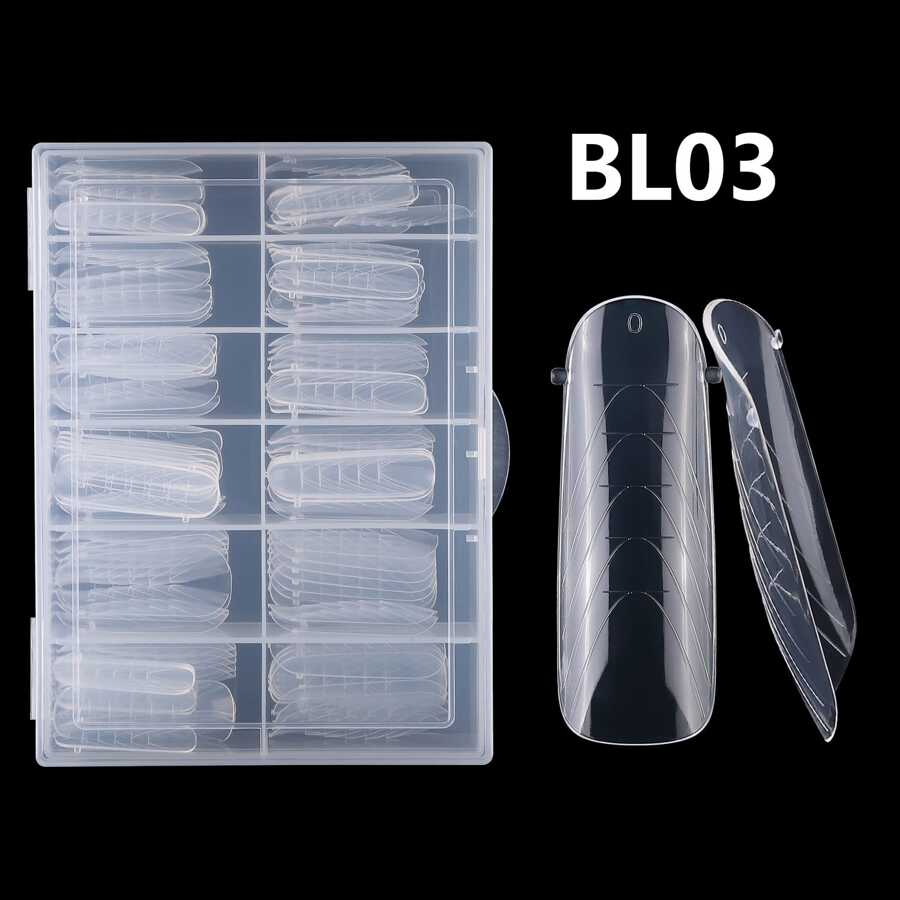 120片装假指甲快速延长贴片，可重复使用，凝胶指甲模具，带刻度，UV凝胶指甲油模具，雕塑全覆盖式按压式指甲，适用于女性和女孩的美甲用品工具BL03，美甲用品，美甲工具，美甲艺术工具，返校季，指甲，按压式指甲工具 - 無色 - 查看 1