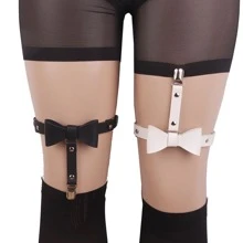 1 Miếng Quý cô Nhiều màu Trang trí Nơ Da Thắt lưng Nịt vớ , Thích hợp Đối với Hằng ngày , Đường phố Nhảy , Hộp đêm - trắng - Xem 2