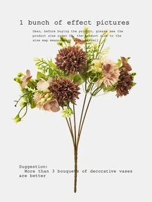 1入組5朵la Fleur Joyeuse乒乓菊花束,有7種顏色,秋季風格,馬卡龍色彩搭配,人造花,攝影道具,裝飾用品 - 咖啡棕 - 查看 6