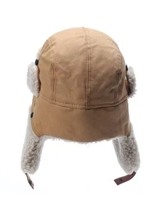 Sombrero Con Orejeras De Color Caqui Cálido Y Cómodo Adecuado Para Su Uso En Invierno - Caqui - Ver 3