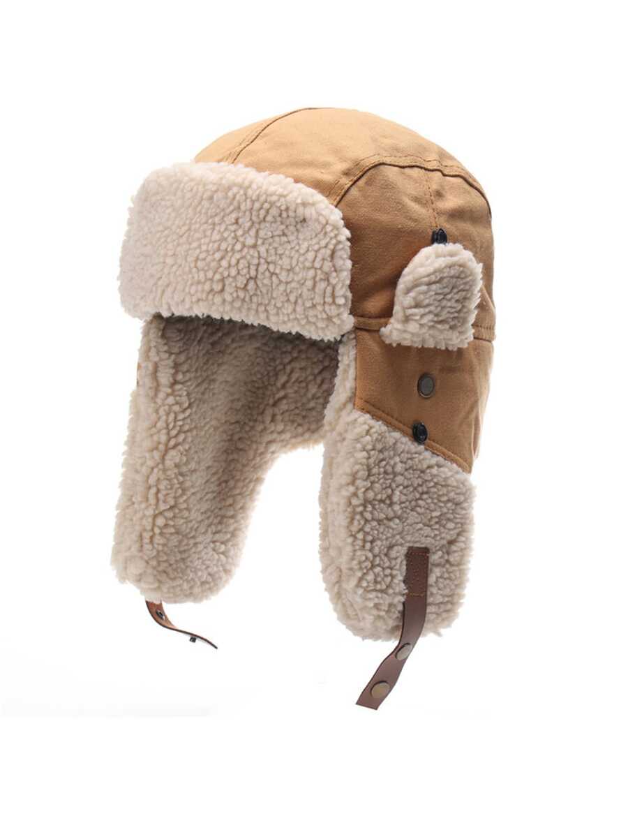 Sombrero Con Orejeras De Color Caqui Cálido Y Cómodo Adecuado Para Su Uso En Invierno - Caqui - Ver 1