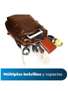 Mochila Antirrobo Bluelander Impermeable, Carga USB, Bolsillos Inteligentes. - Marrón - Ver 5
