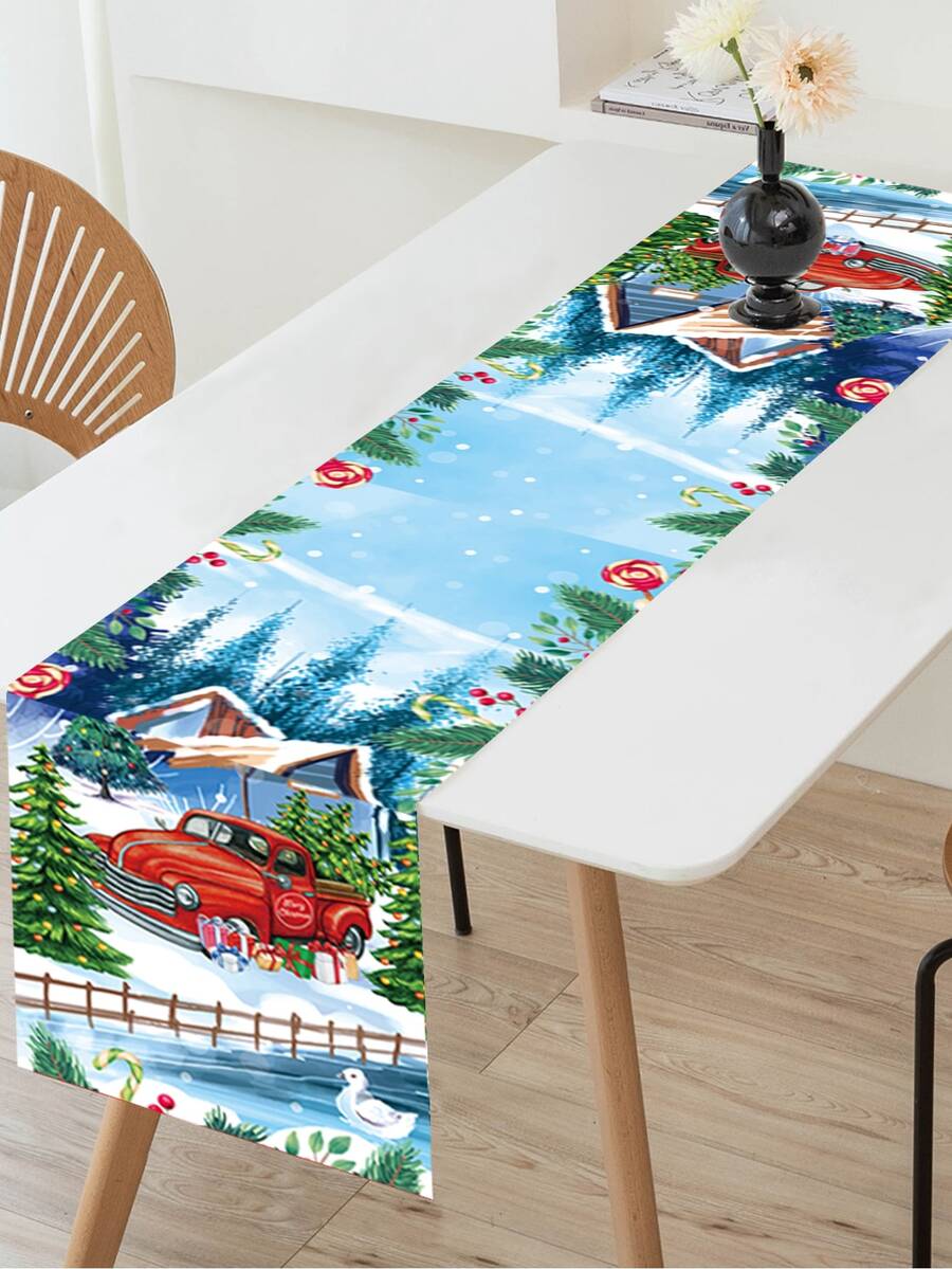 1Pc Christmas Table Runner Table Cloth Christmas Party Decoration Home Table Runner - Multicolor - View 1