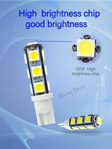 1 Đèn Led Xe Hơi Độ Sáng Cao T10-5050-13smd Cho Màn Hình Hiển Thị Chiều Rộng, Biển Số, Màn Hình Dụng Cụ Và Đèn Xe W5w 12V - trắng - Xem 2