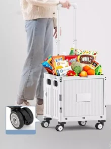 1pc Pink Multi-functional Folding & Movable Portable Shopping Cart Picnic Trolley - Pink - View 3