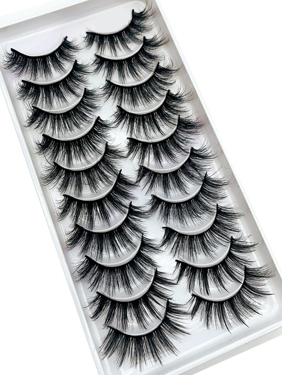 HBZGTLAD 10 Pairs Natural 3d Mink Eyelashes For Daily And Dance Makeup - Black - View 1
