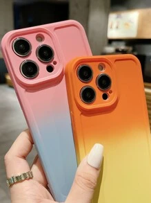 Funda de teléfono de cobertura total con lente de color degradado, simple y de moda, compatible con Apple, , , Redmi, Oppo, Vivo, , versión internacional, no la versión nacional - Rosa - Ver 3