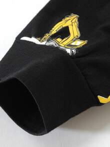 Juego De Ropa De Hogar Para Niños Pequeños Con Patrón De Excavadora - Azul Marino - Ver 8