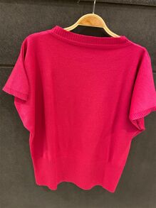 Women Knit Tops - 玫紅色 - 查看 3