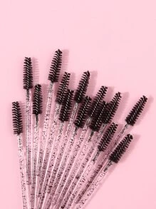 50入組柔軟可彎曲的睫毛刷和眉梳，攜帶方便的螺旋化妝刷，適用於多種用途 - 黑與白 - 查看 6