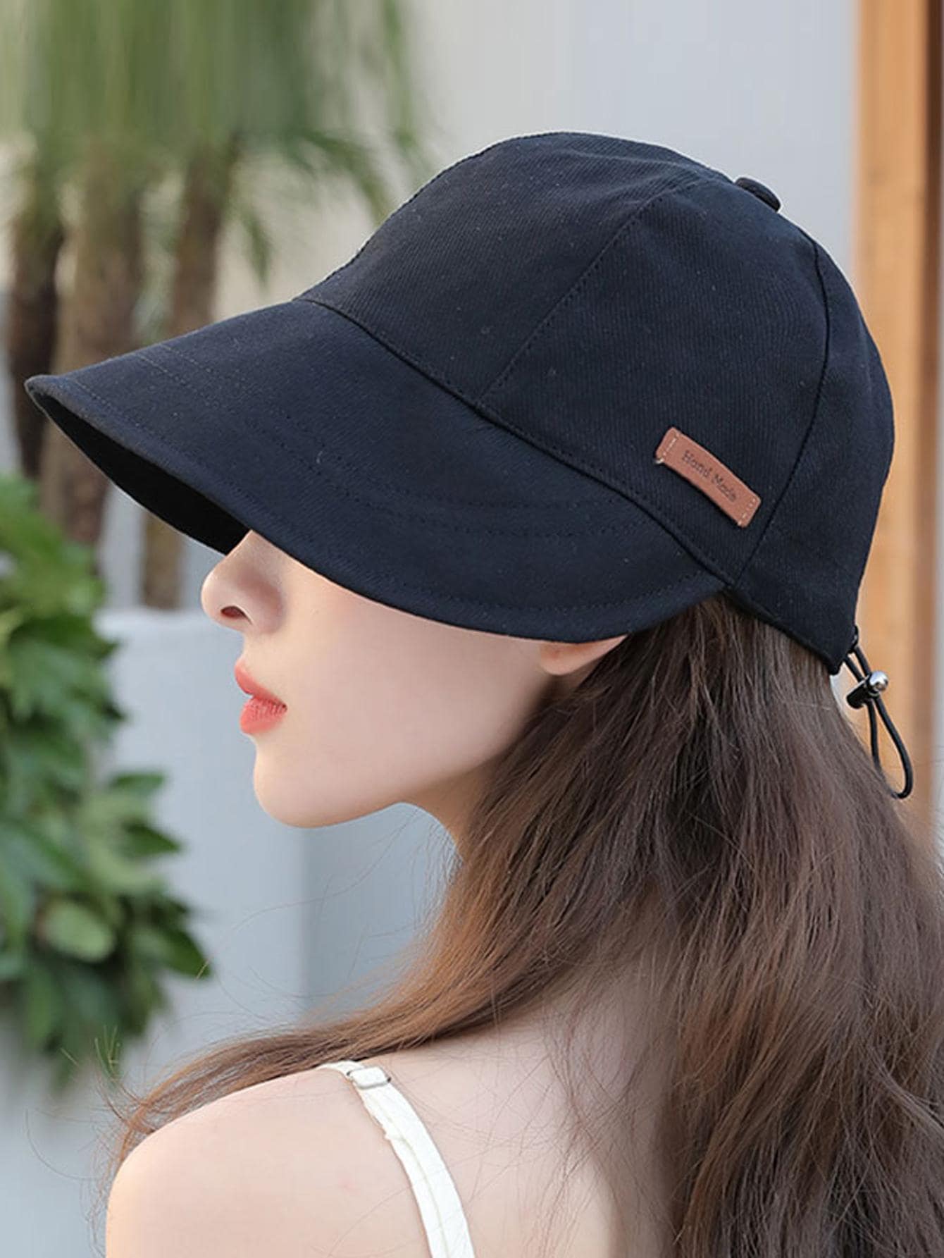 1 chiếc mũ xô, Được phép đội mũ cả hai mặt, mũ chống nắng, tấm che nắng, Mũ du lịch, Mũ đi biển, mũ mùa hè - màu đen - Xem 1