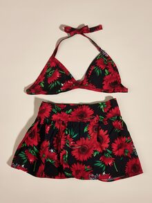 夏季比基尼游泳套裝,寵物泳衣 - 紅色 - 查看 3