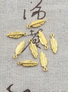 50 Stücke Schmuck Feder, Blatt Antiquität Bronze Gold Silber Farbe Anhänger Herstellung DIY Handgemacht - Gold - Übersicht 1