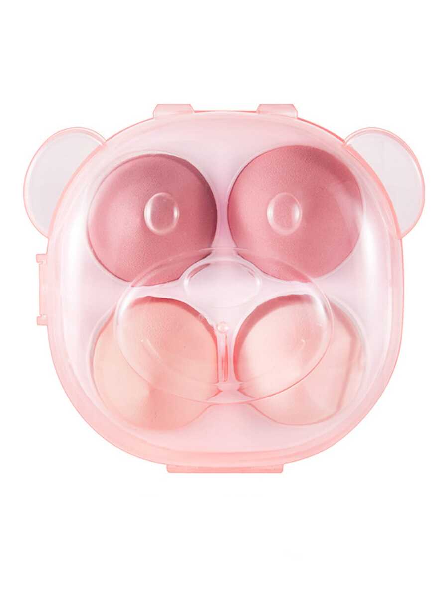 Kit 4 Esponjas de Maquiagem Urso, Cor Pastel - Allmini