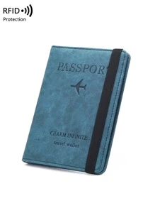CHARM INFINITE 護照套帶rfid防盜刷護照卡包多功能文件夾票證收納袋 - 藍色 - 查看 3