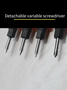 1pc Exquisite And Portable Household Miniature Screwdriver With Removable Cross & Flat Head - Red - View 3