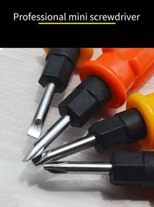 1pc Exquisite And Portable Household Miniature Screwdriver With Removable Cross & Flat Head - Red - View 2