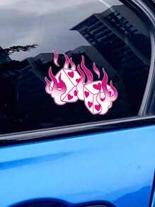 1入組粉色骰子圖案汽車貼紙貼花 - 彩色 - 查看 2