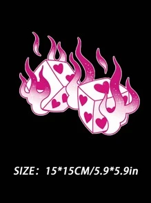 1入組粉色骰子圖案汽車貼紙貼花 - 彩色 - 查看 3