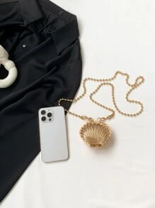 Dedoo 時尚個性化的貝殼金屬鏈條休閒萬用輕便斜挎包 - 金色 - 查看 3