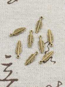 50 Stücke Schmuck Feder, Blatt Antiquität Bronze Gold Silber Farbe Anhänger Herstellung DIY Handgemacht - Bronze - Übersicht 1