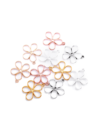 yuenz 40pcs Flower Petal Charms For Jewelry Making DIY Fashion Earrings Pendants Necklaces Bracelet Accessories 19*17mm Valentines