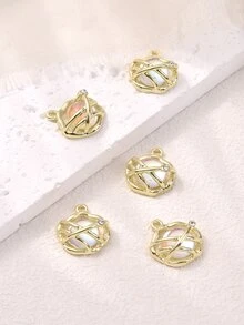 5入組金色合金閃亮鋯石嵌入吊墜,適用於diy手鐲,項鍊製作