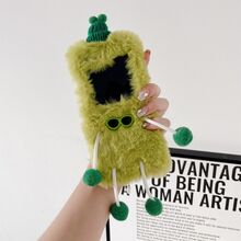 1pc Green Plush Sunglasses Monster Foldable Phone Case Compatible With Samsung Phone - Green - View 2