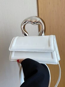 CONTAINEVERY 防水、轻便、便携、经典、休闲、简约的个性化方形手提包，适合青少年女孩、女性、大学生、教师、职场新人及白领人士，完美适用于办公室、工作、商务、通勤、教师节礼物、购物、假日、度假等场合。 - 白色 - 查看 1