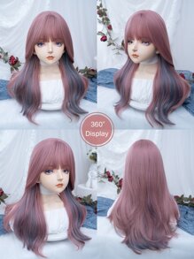 alicegarden 1 合成耐热、波浪假发粉色假发，22 英寸长，由纤维制成，适合日常使用，自然逼真的假发（不包括配件）圣诞派对度假，由纤维制成的优雅假发，适合使用，自然逼真的假发 - 彩色 - 查看 8