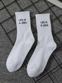 2 Paar weiße Kniestrümpfe für Herren (zufälliger Stil), College-Stil, europäischer und amerikanischer Stil, sportlicher Hip-Hop-Street Buchstaben, für vier Jahreszeiten - Verschiedenfarbig - Übersicht 10