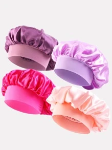 2pcs Women's Leopard Print Elastic Satin Turban Caps, Satin Sleeping/Makeup Hats, Suitable For Daily Use - Multicolor - View 12