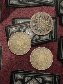 1入組星座幸運的硬幣圓規方向太陽和月亮占卜紀念硬幣復古金屬工藝系列 - 銅色 - 查看 6