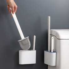 馬桶刷,2入組速乾彈性矽膠清潔刷帶自粘壁掛式支架適用於浴室,廁所,廚房