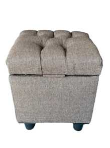 Baúl Taburete Con almacenamiento Capitonado camel Beige Arena Sillon Recamara sala oficina - Camel - Ver 1