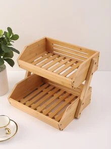 1 Pieza De Estante De Almacenamiento De Frutas De 2 Niveles Para La Cocina, Estante De Almacenamiento De Canastas De Verduras Para Cebollas Y Papas - S - Ver 2