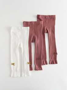 3入組帶有蝴蝶結裝飾的女孩緊身褲,黑色和白色的幼童緊身襪和長筒襪,可用作緊身褲