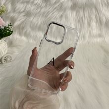 1pc Transparent Electroplated Camera & Button Protection Tpu Phone Case Compatible With iPhone15/15Plus/15Pro/15Promax