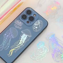 40pcs/pack Luminous Jellyfish And Stars & Moon Reflection Pet Stickers, Waterproof Label For Decorating Phone, Laptop, Notebook, Art Journal, Scrapbook, Diy, Aesthetic Office Supplies School Stationery
