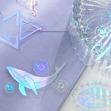 40pcs/pack Luminous Jellyfish And Stars & Moon Reflection Pet Stickers, Waterproof Label For Decorating Phone, Laptop, Notebook, Art Journal, Scrapbook, Diy, Aesthetic Office Supplies School Stationery