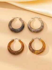4pcs/set European And American Style Color Block Earrings - Multicolor - View 6