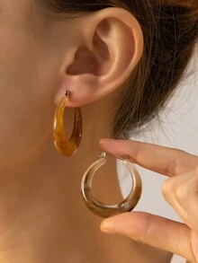 4pcs/set European And American Style Color Block Earrings - Multicolor - View 1