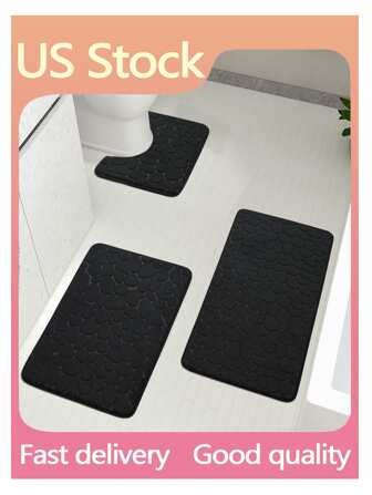 1pc/2pcs/3pcs/4pcs Pebble Memory Foam Non-Slip Bathroom Mat Set, Suitable For Decorative Mat In Bathroom, Toilet, Entrance, Kitchen, Etc. Outdoor Rug Door Mat Bathroom Decor Summer Carpet Bathroom Accessories
