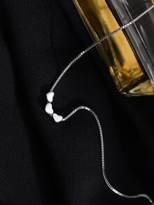 女式心形吊墜項鍊,s925 銀,獨特設計,輕奢鎖骨鏈